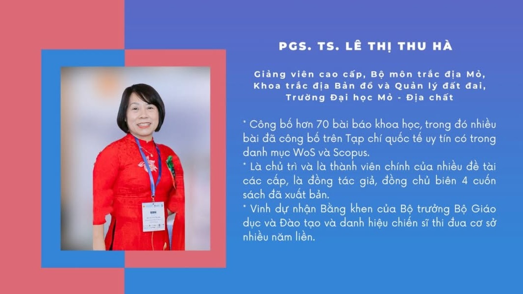 PGS.TS Lê Thị Thu Hà, giảng viên cao cấp Bộ môn Trắc địa Mỏ, Khoa Trắc địa - Bản đồ và Quản lý đất đai, Trường Đại học Mỏ - Địa chất. Ảnh: Khoa Trắc địa - Bản đồ và Quản lý đất đai.