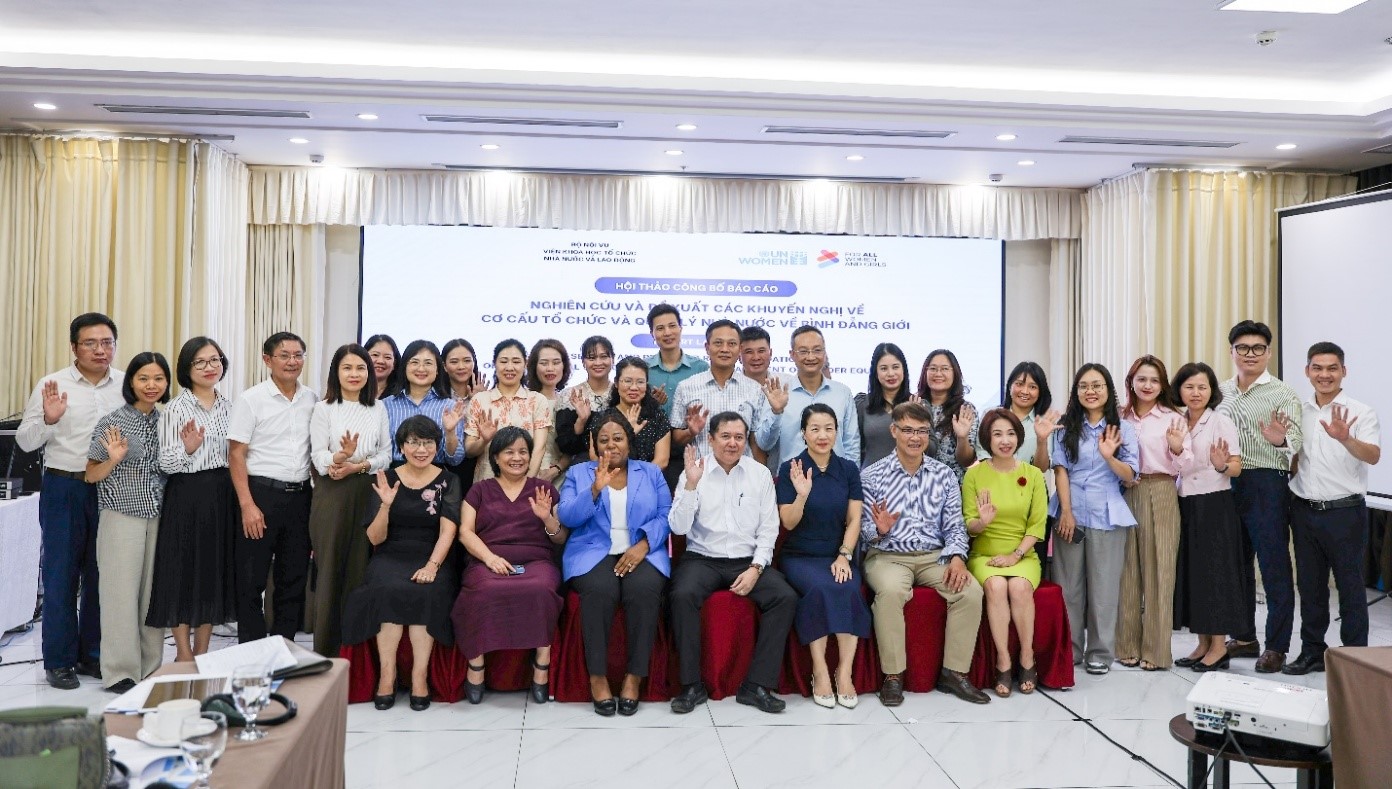 Các đại biểu tại hội thảo công bố nghiên cứu về cơ cấu tổ chức và quản lý nhà nước về bình đẳng giới, tổ chức tại Hà Nội ngày 6/7/2026. Ảnh: Viện Khoa học Tổ chức nhà nước và Lao động.