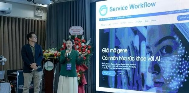 ThS. Nguyễn Thị Hải Hà, nhà sáng lập GeneSkin AI, tại một sự kiện về khởi nghiệp. Ảnh: NVCC/Tạp chí điện tử Giáo dục Việt Nam.