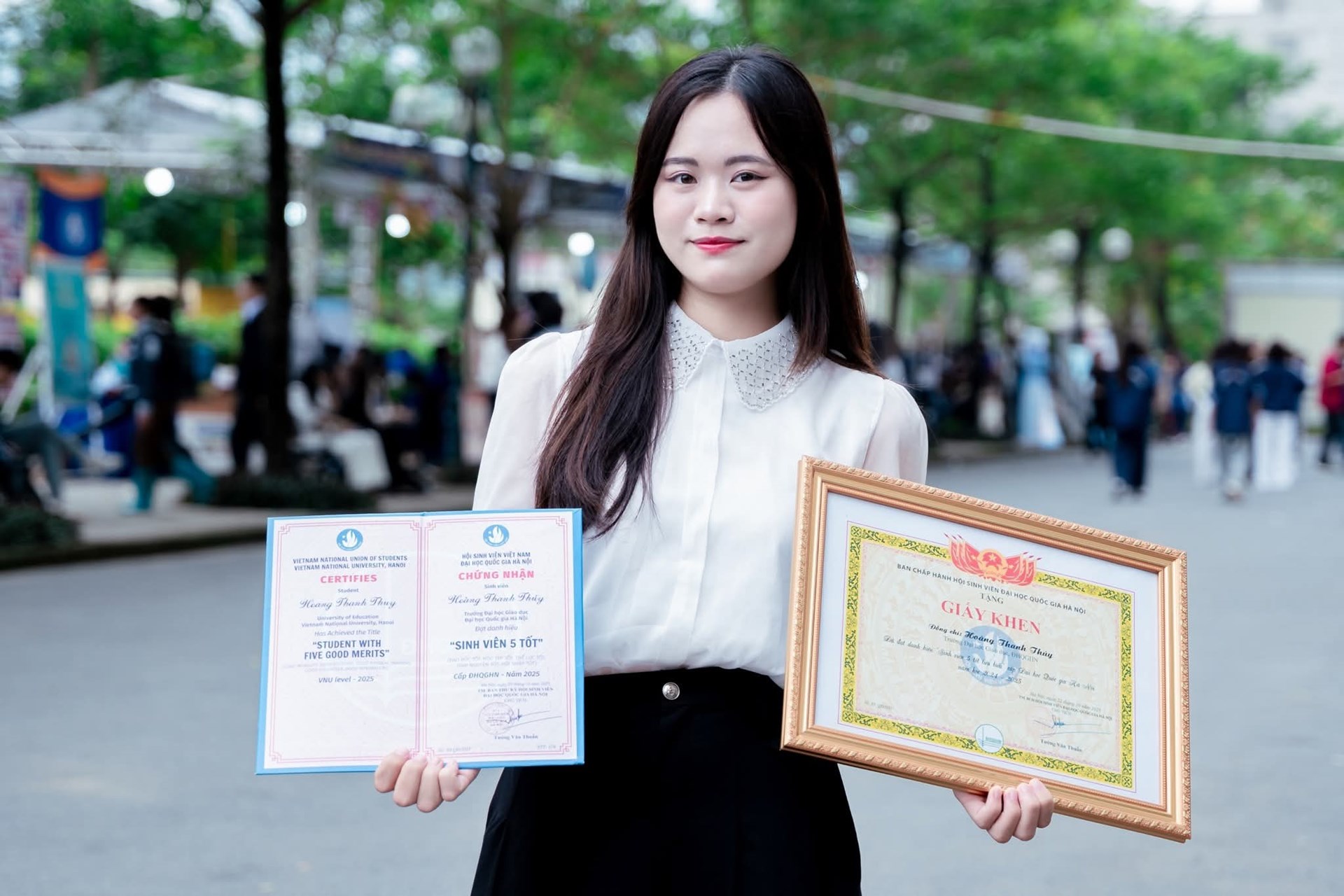   Hoàng Thanh Thúy, sinh viên ngành Giáo dục Tiểu học, Trường Đại học Giáo dục - ĐHQGHN. Ảnh: UEd - ĐHQGHN.  