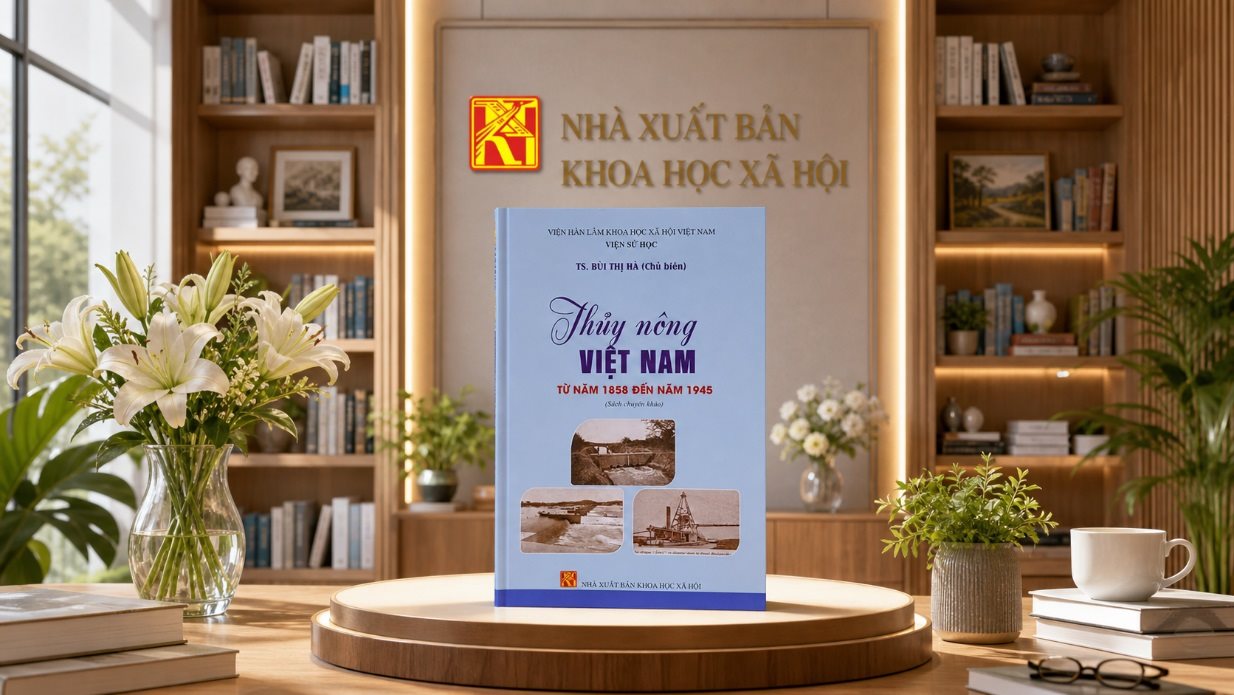 Chuyên khảo Thủy nông Việt Nam từ năm 1858 đến năm 1945 do TS. Bùi Thị Hà chủ biên, xuất bản năm 2025. Ảnh: Nhà xuất bản Khoa học xã hội.