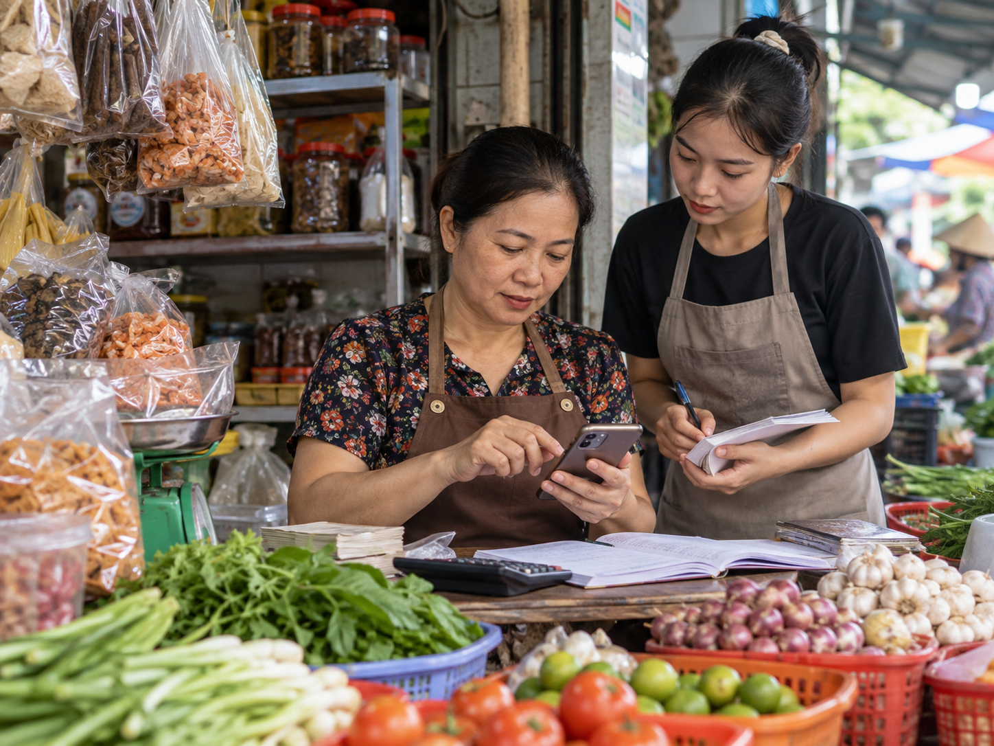 Ảnh minh họa. Công cụ số đang dần trở thành một phần trong việc theo dõi bán hàng, doanh thu và quản lý hoạt động của các hộ kinh doanh nhỏ.