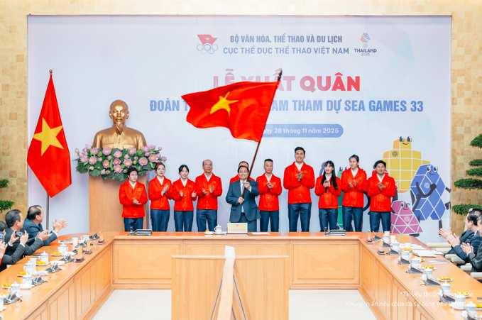 Thủ Tướng Phạm Minh Chính động viên Đoàn thể thao Việt Nam.