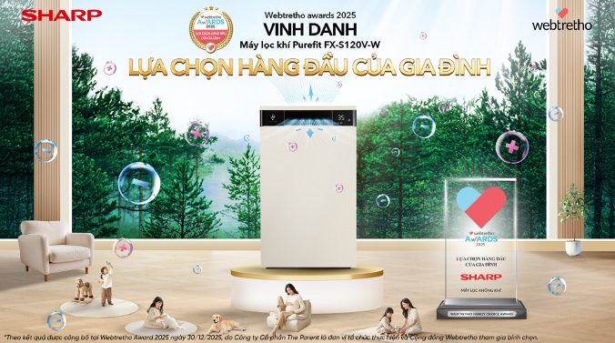 Sản phẩm Sharp được vinh danh Lựa chọn hàng đầu của gia đình, khẳng định vị thế thương hiệu được tin dùng từ cộng đồng gia đình Việt