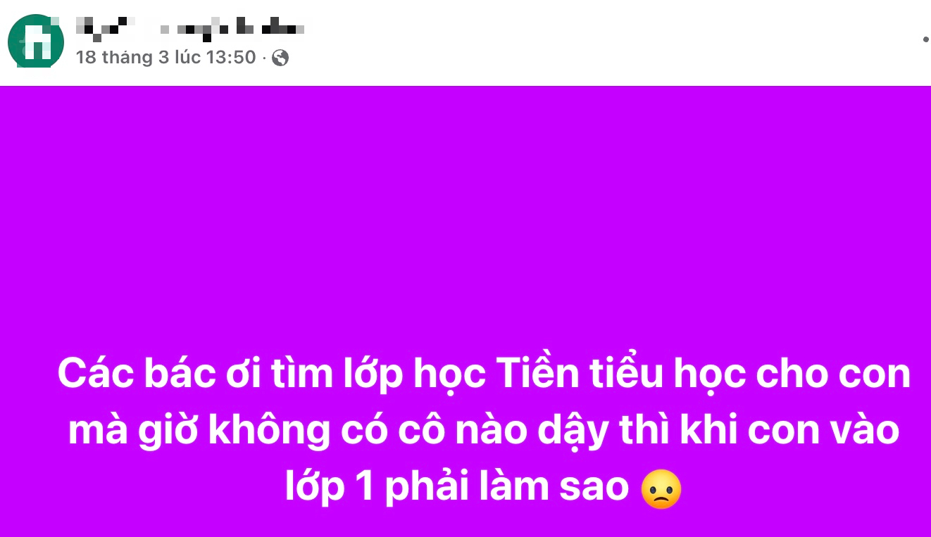 Bà mẹ lo lắng con không được học tiền tiểu học