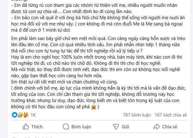 Những chia sẻ của người mẹ