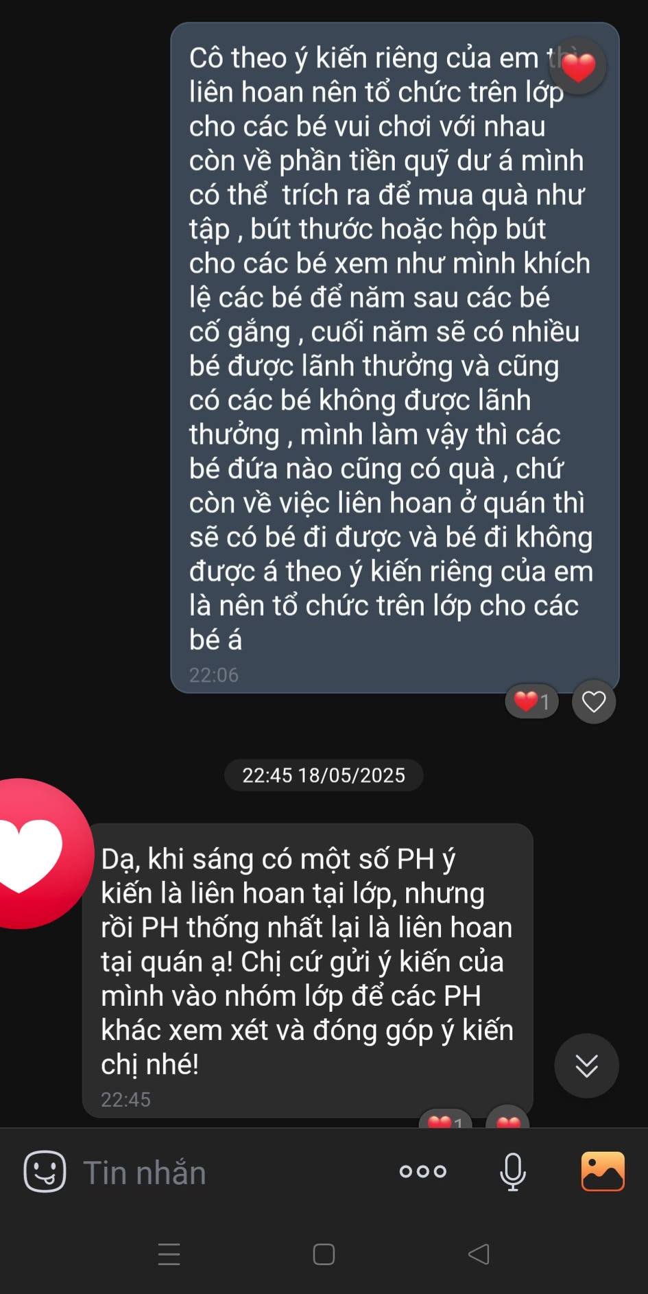 Tin nhắn được bà mẹ đăng tải