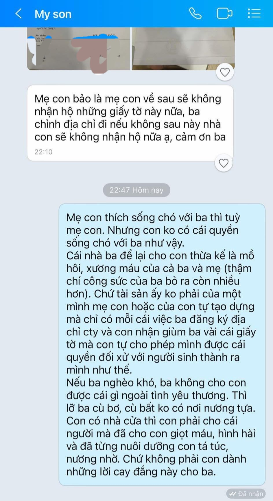 MXH Thread bùng nổ tranh luận: Mẹ bắt con trai từ chối nhận đồ hộ bố; bố kể công, dùng những từ ngữ khó nghe để mạt sát con