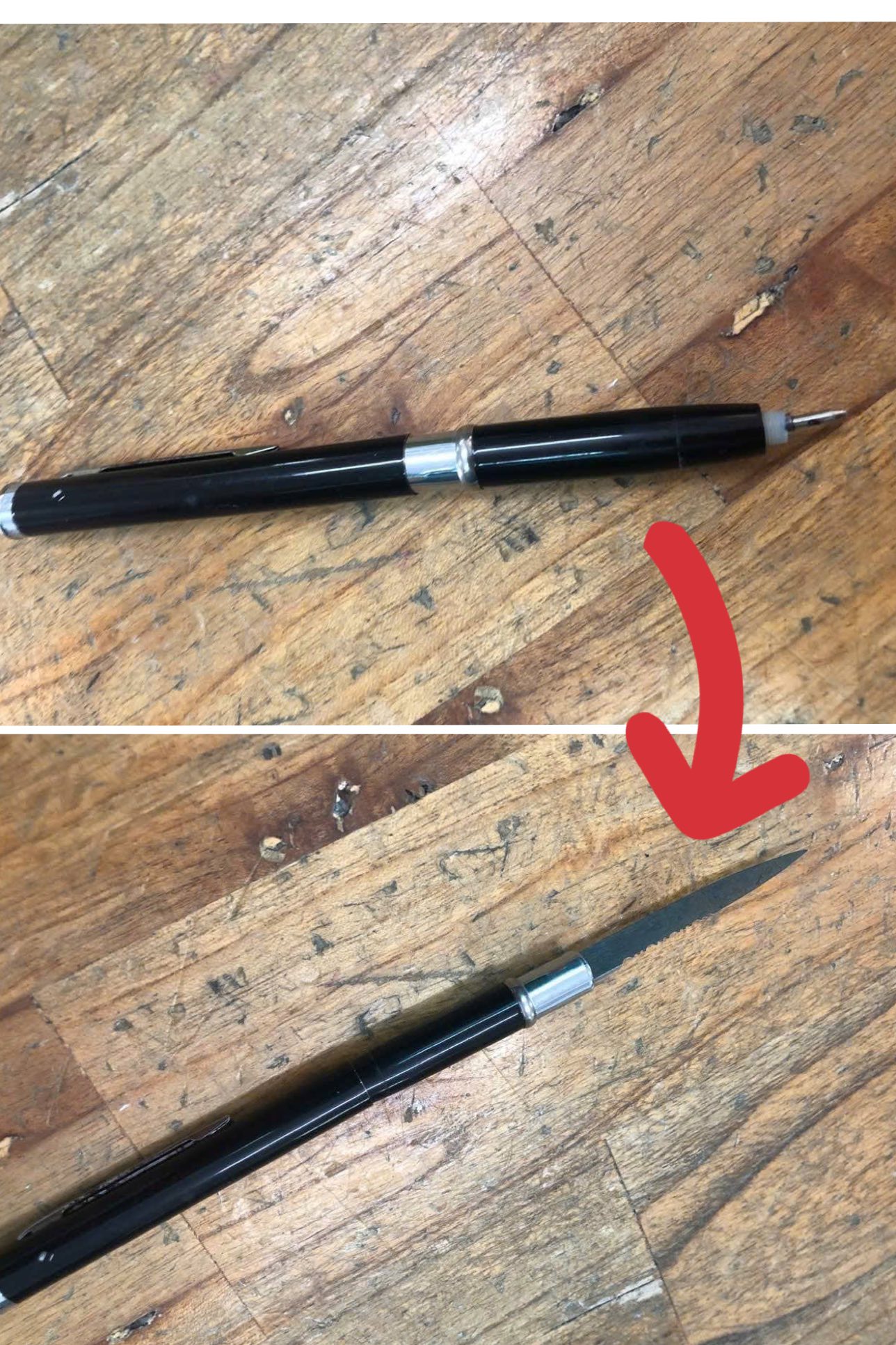 Con dao găm được ngụy trang thành cây bút