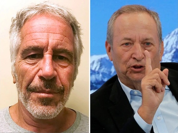 Cựu Hiệu trưởng Đại học Harvard Larry Summers (phải) và tội phạm ấu dâm Jeffrey Epstein
