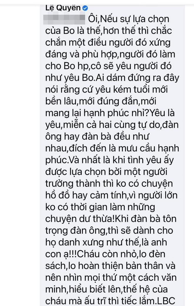 Lệ Quyên đáp trả bình luận vô duyên