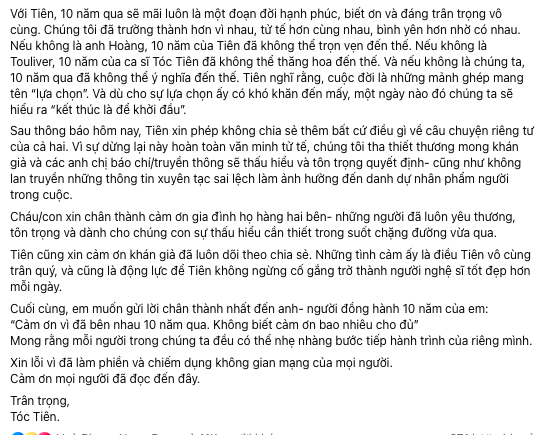 Bài đăng của Tóc Tiên