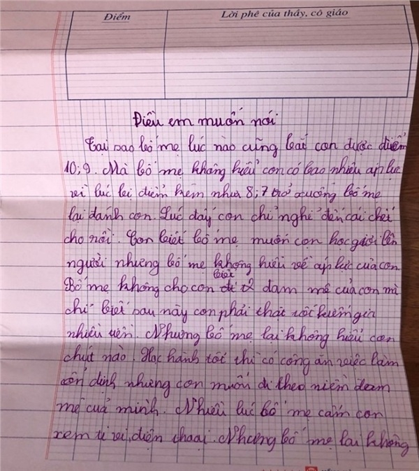 Bức thư cậu bé ở Hà Nôị khiến nhiều người giật mình: 