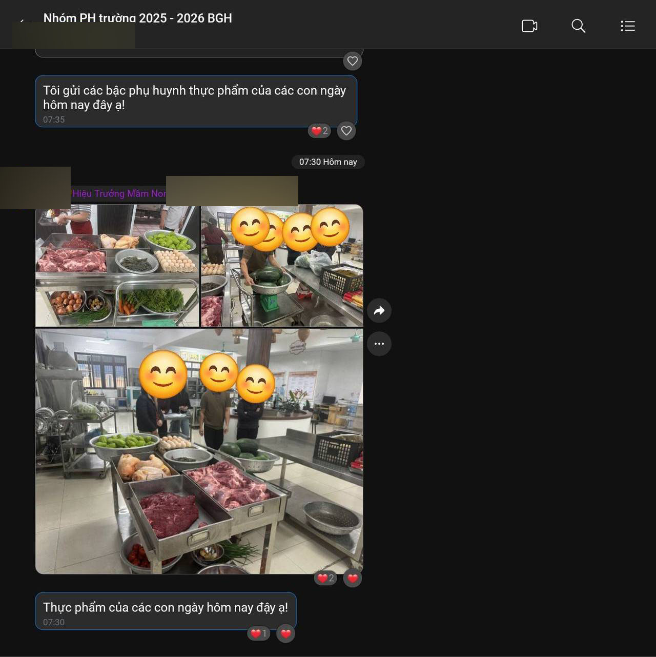 Hình ảnh được phụ huynh chia sẻ