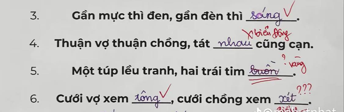 Học sinh điền 