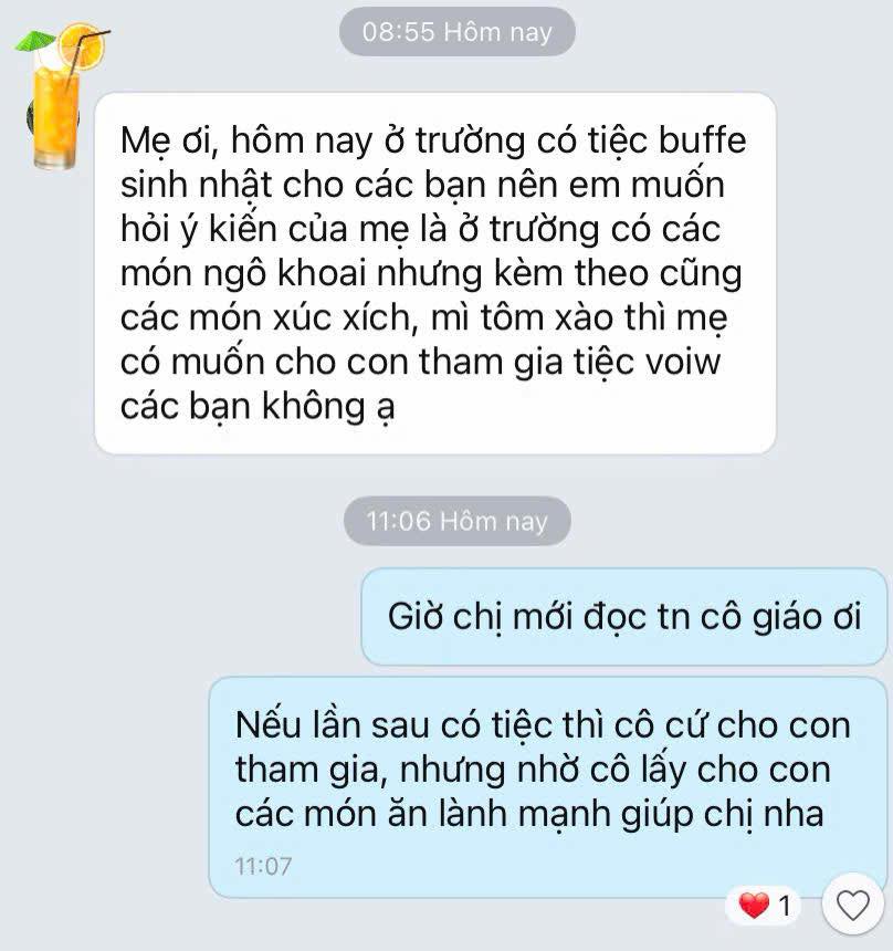 Tin nhắn được phụ huynh chia sẻ
