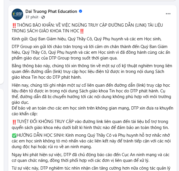 Phụ huynh bàng hoàng phát hiện sách Tin học lớp 3 của con chứa link đồi trụy, Nhà phát hành lập tức thông cáo KHẨN!