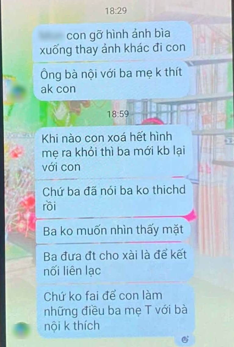 Đính kèm là đoạn tin nhắn được cho là người bố gửi con gái.