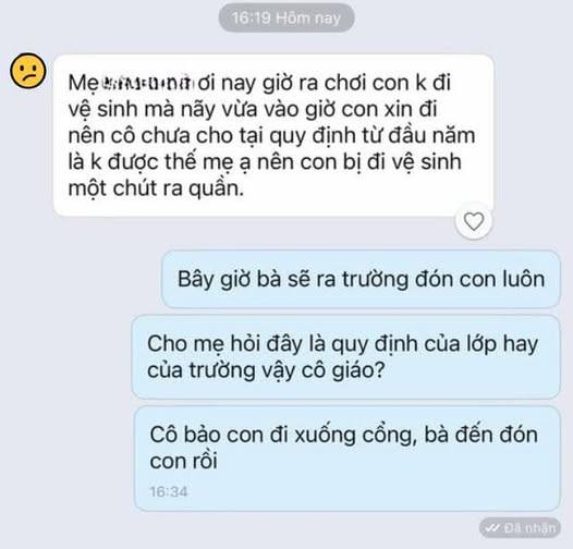 Tin nhắn thông báo của giáo viên