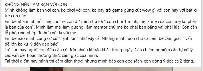 Bài đăng gây tranh cãi của người mẹ