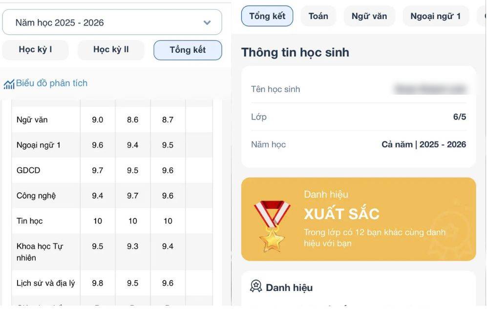 Nhiều người lớn nhìn vào bảng điểm đều công nhận: với một học sinh lớp 6, kết quả này không hề bình thường. 