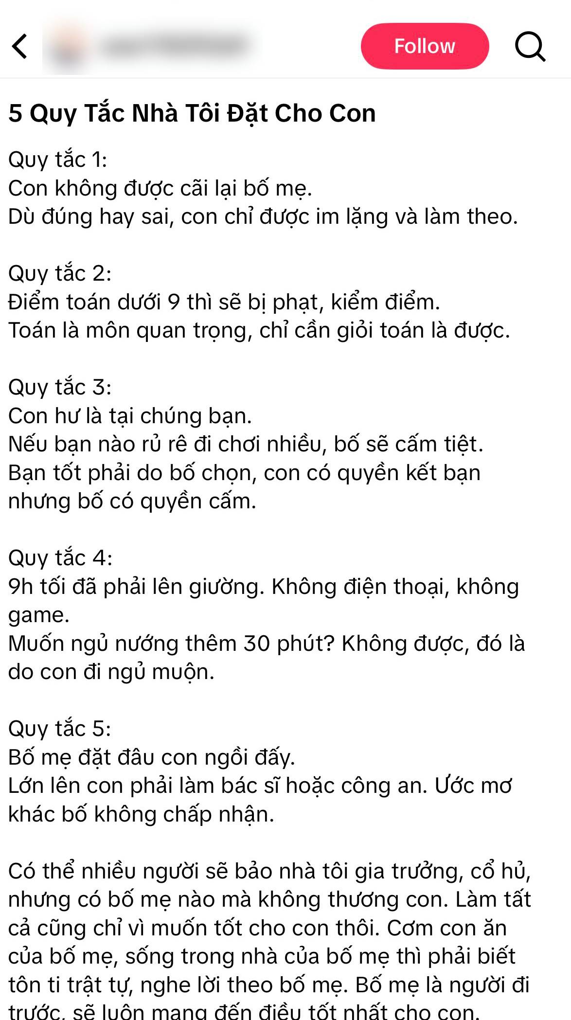 Quy tắc dạy con gây tranh cãi