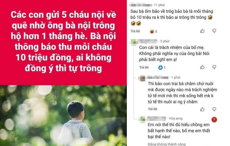 Ông bà không trông cháu có đáng bị con cái đưa lên mạng bỉ bôi?