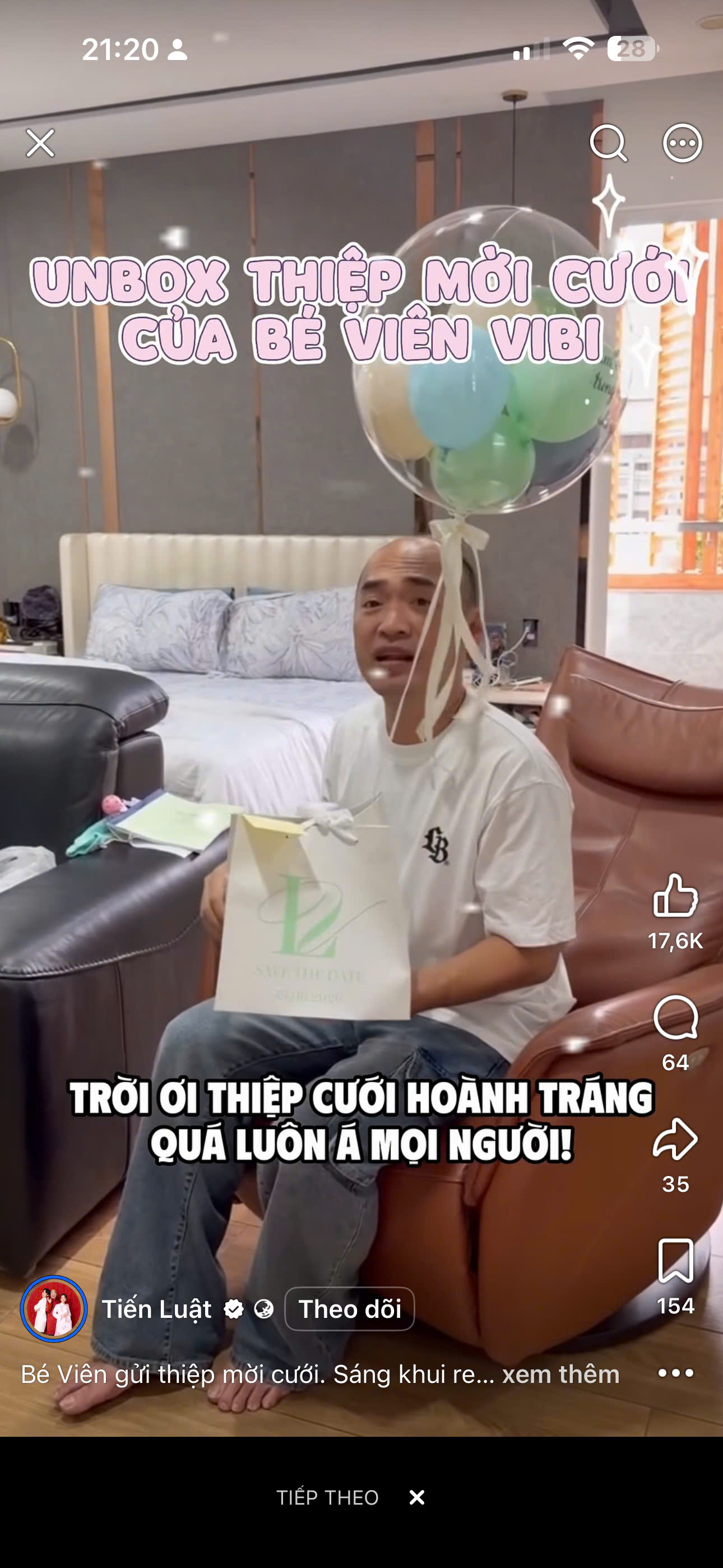Tín Nguyễn, Mie, Tiến Luật bất ngờ vì thiệp cưới độc đáo của Viên Vibi
