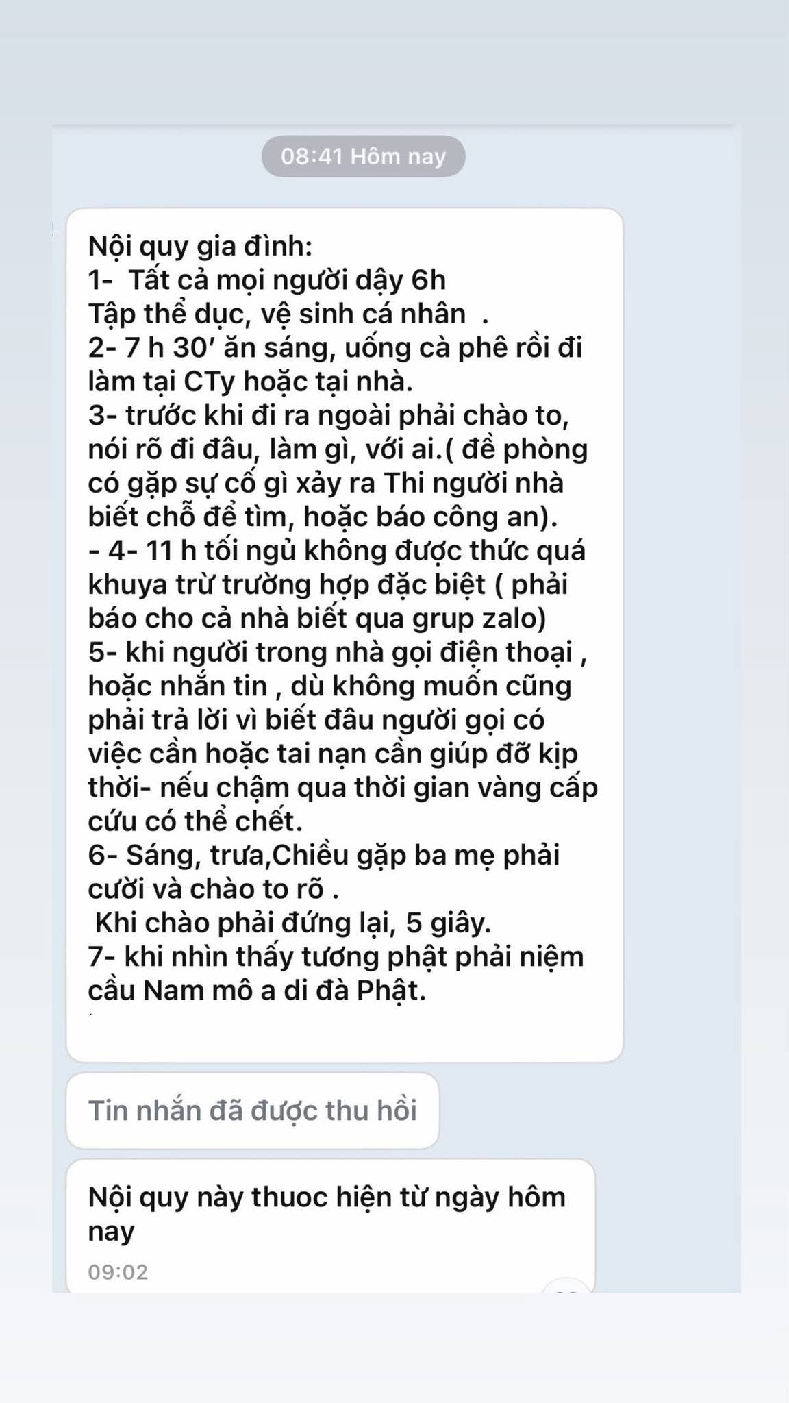 Bảng nội quy gia đình gây tranh cãi