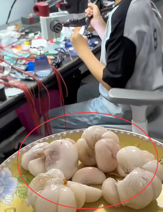 Người mẹ bê đĩa măng cụt đã bóc vỏ sẵn vào phòng con trai