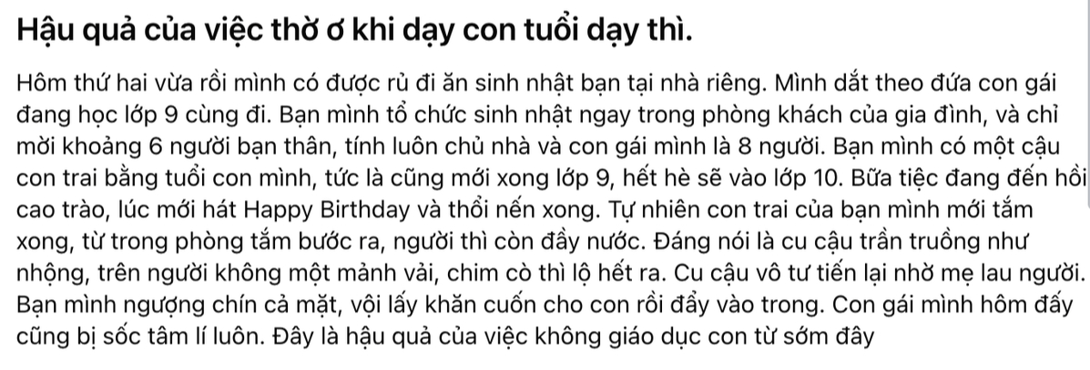 Hình ảnh sững người ở tiệc sinh nhật khiến bà mẹ Đồng Nai gấp gáp cảnh báo: Đừng thờ ơ khi dạy con tuổi dậy thì