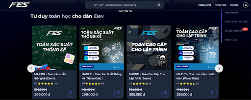 Giao diện nền tảng FTES.