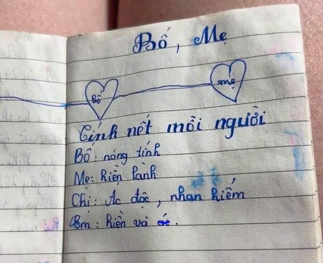 Bố thì nóng tính, mẹ hiền lành, chị ác độc nham hiểm, còn bản thân em thì cả hiền và... ác.