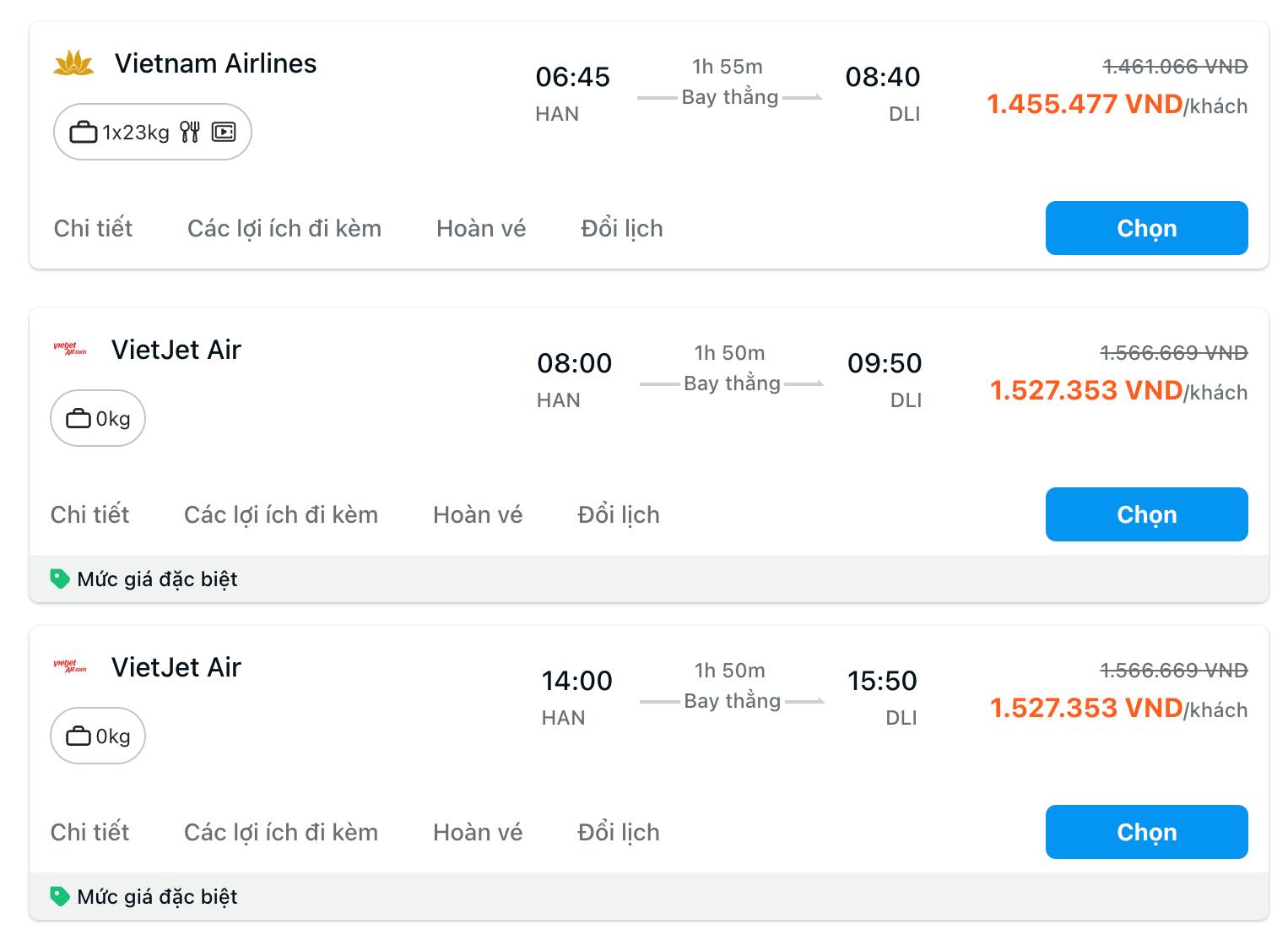 Giá vé một số chuyến bay đi Đà Lạt ngày 19/8, khởi hành từ Hà Nội