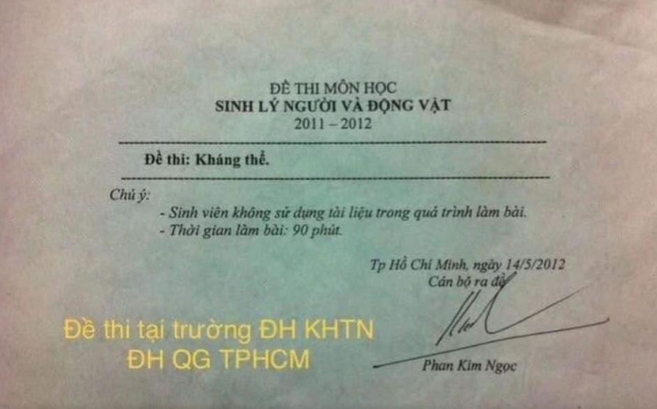 Đề thi môn Sinh lý người và động vật chỉ có đúng 2 từ (Nguồn: Tiktok Mẹ Dâu học Thạc sĩ)