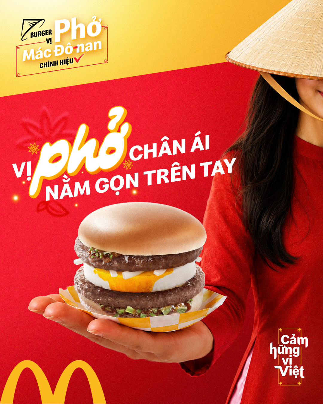 Lần đầu tiên, McDonald’s Việt Nam đã Việt hóa tên thương hiệu trên một sản phẩm đặc biệt: Burger Vị Phở Mác Đô-nan Chính hiệu