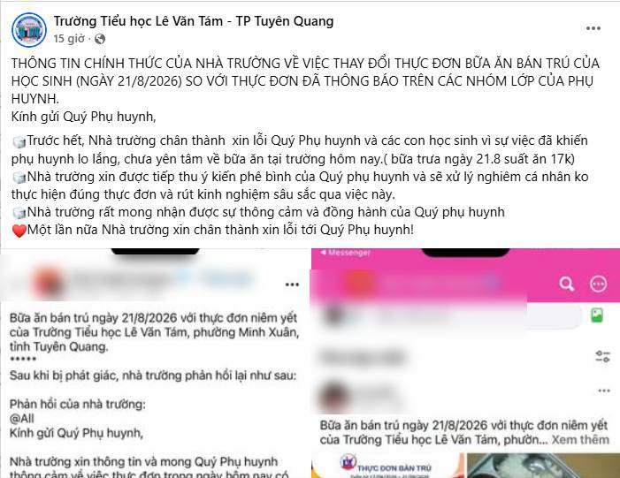 Bài đăng xin lỗi chính thức của nhà trường