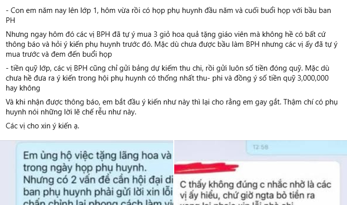 Bài đăng phản ánh của phụ huynh