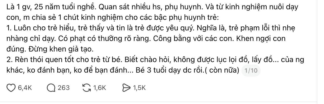 Những chia sẻ nhận được sự đồng tình của cô giáo