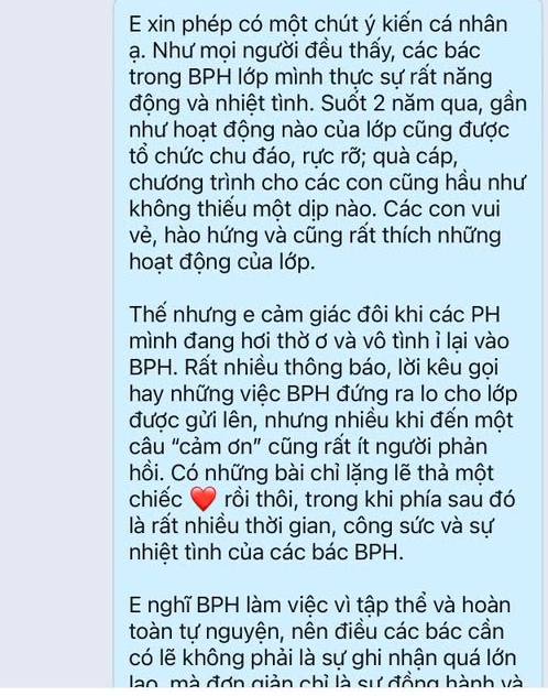 Một tin nhắn gửi ban đại diện phụ huynh nhận