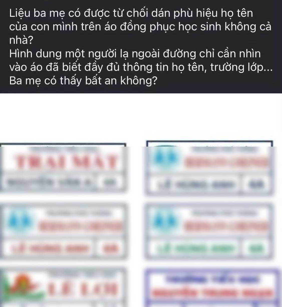 Bài đăng gây chú ý của phụ huynh