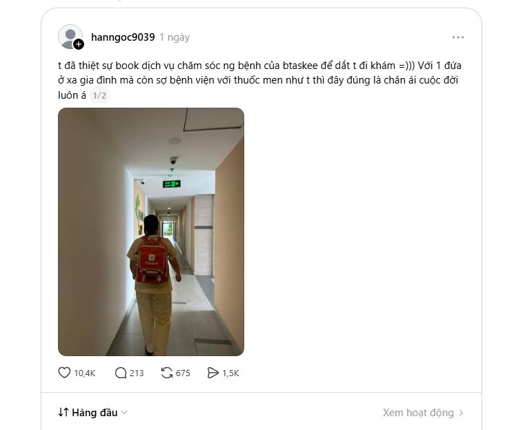 Bài đăng của tài khoản hanngoc9039 thu hút hơn 10.400 lượt thích. Ảnh chụp màn hình Threads