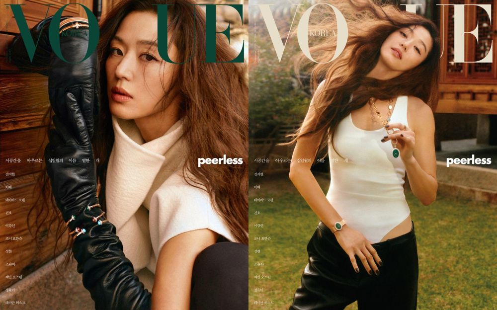 Gianna Jun trên hai trang bìa Vogue Hàn Quốc số tháng 11/2026. Ảnh: VOGUE Korea