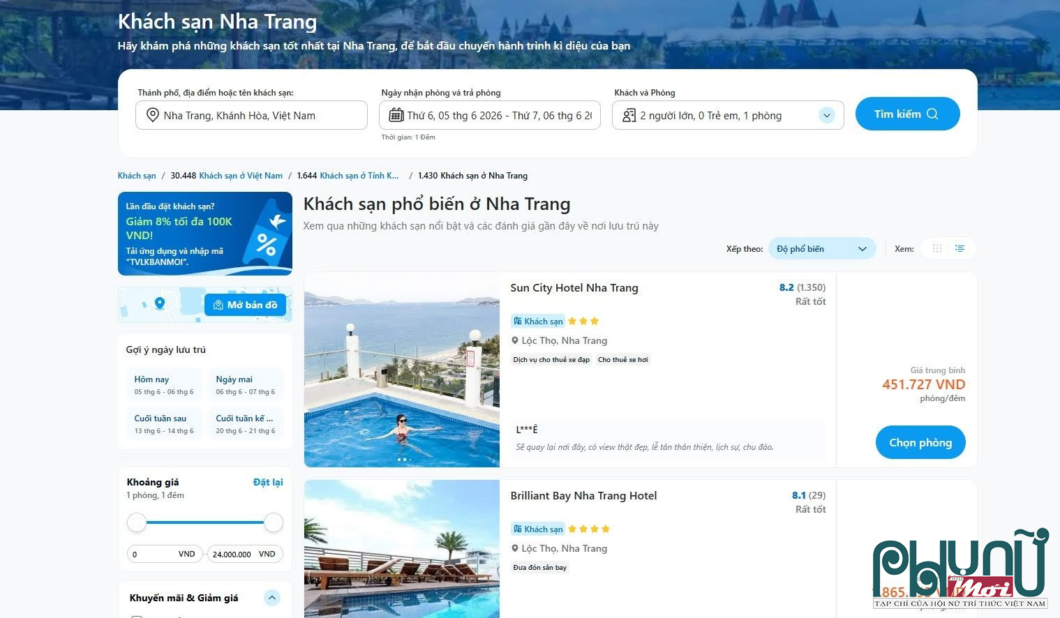 Giao diện của Traveloka
