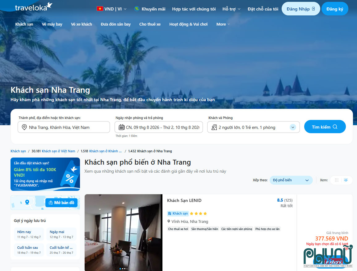 Thông tin từng khách sạn được cập nhật đầy đủ với đánh giá từ khách hàng thực tế