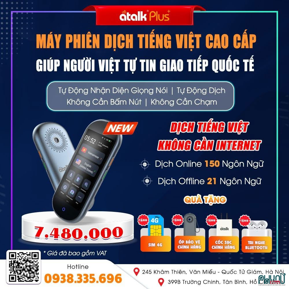 Máy phiên dịch tự động ATalk Plus+ hỗ trợ dịch nhanh rõ nghĩa