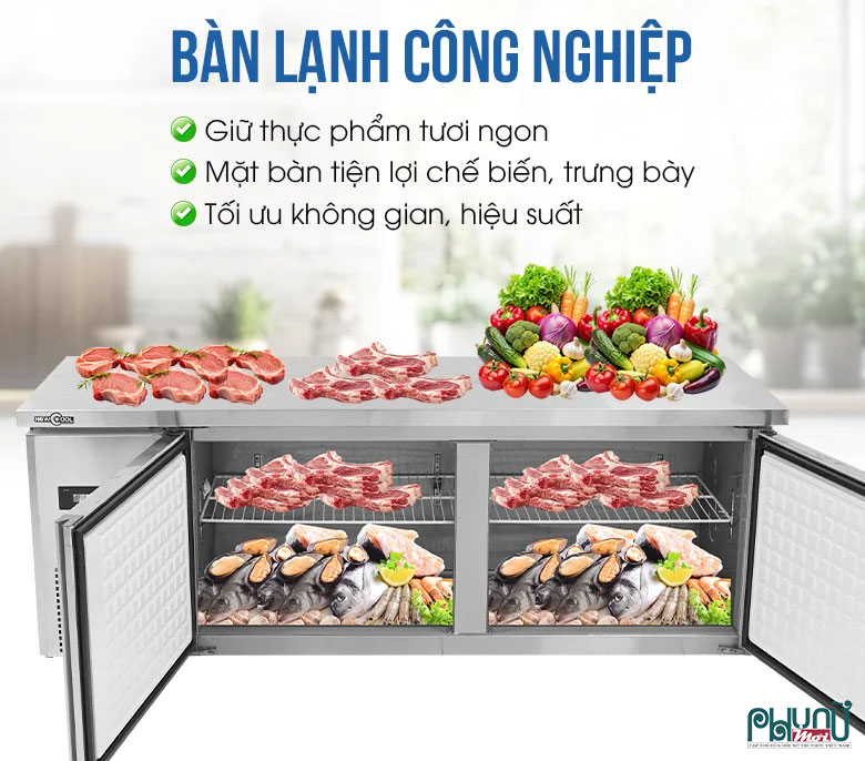 Tối ưu không gian sơ chế với bàn lạnh công nghiệp