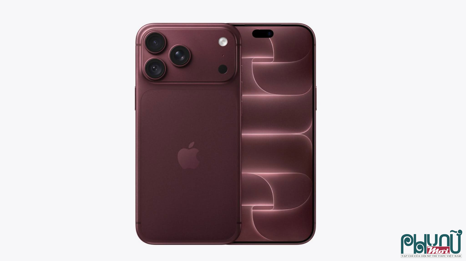 iPhone 18 Pro màu Đỏ Burgundy với mặt sau cùng tông màu thân máy. Ảnh: Apple