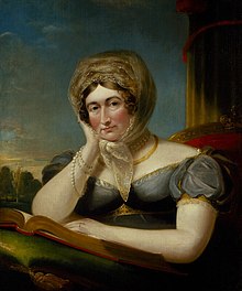 Chân dung hoàng hậu Caroline do hoạ sĩ James Lonsdale vẽ năm 1820 với nhẫn cưới trên tay