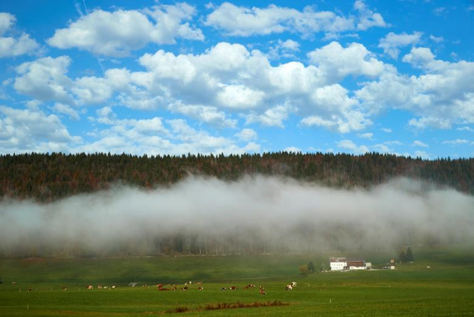 Mây mù kéo đến trong một ngày thu ở thung lũng Joux gần Le Chenit, Thuỵ Sĩ/Denis Balibouse